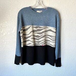 Label + Thread Luxe Anti-mix crew tiger print wool and cashmere sweater